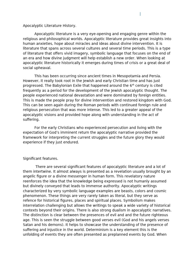 Apocalyptic Literature History | PDF | Apocalypse | Apocalyptic Literature