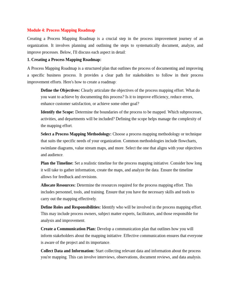 Process Mapping Roadmap Guide | PDF | Change Management | Leadership
