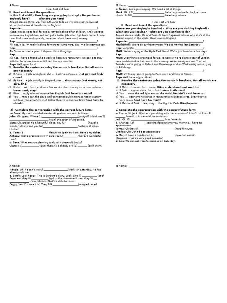 Final Test: English Conversation Skills | PDF