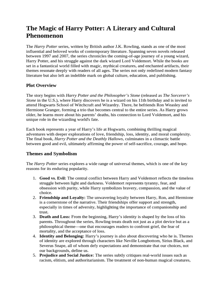Overview of the Harry Potter Series | PDF | Magician (Fantasy) | Harry ...