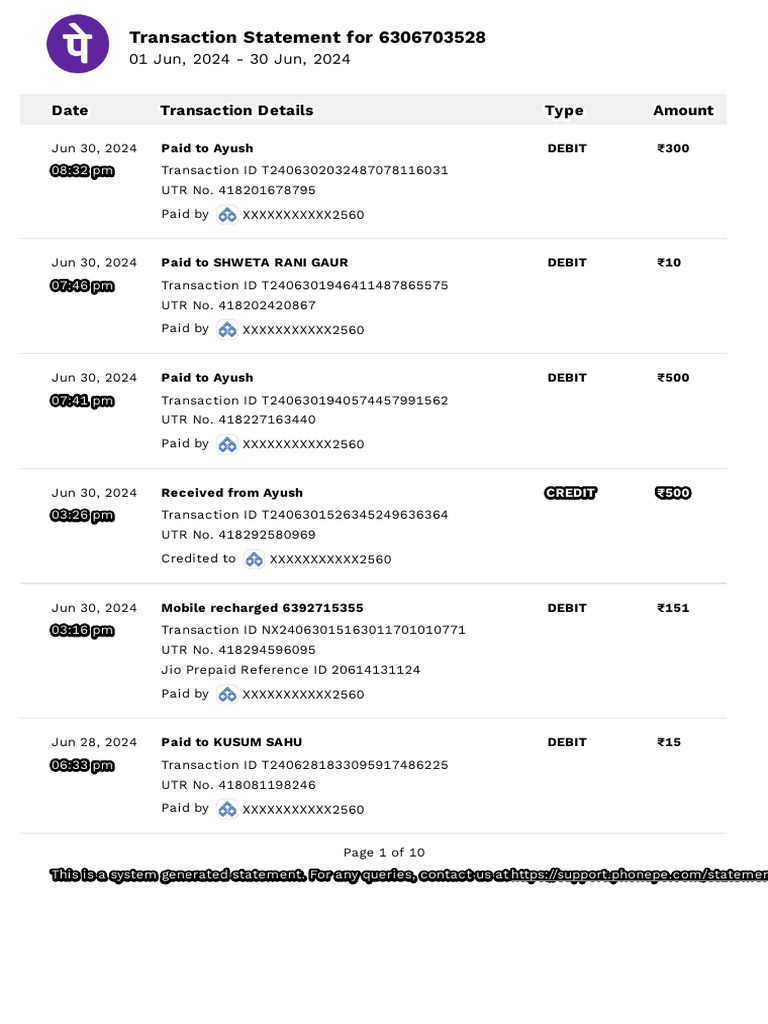 Transaction Statement Summary | PDF | Debit Card | Economies