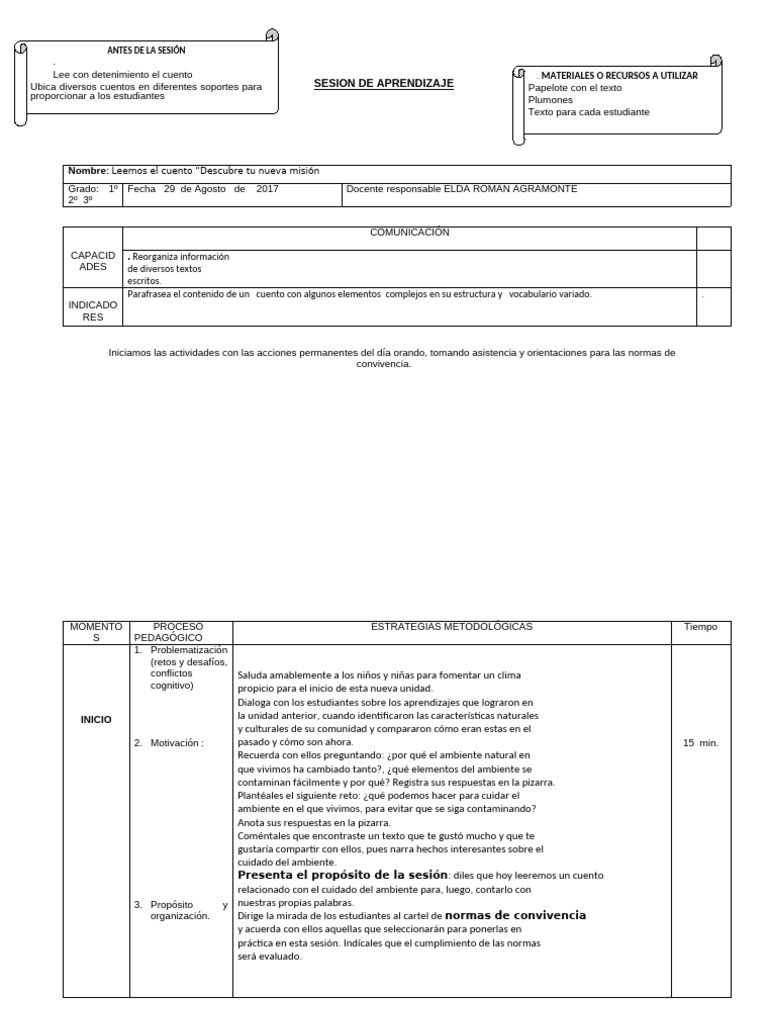 SESION DE APRENDIZAJE COM 4 | PDF | Aprendizaje | Cognición