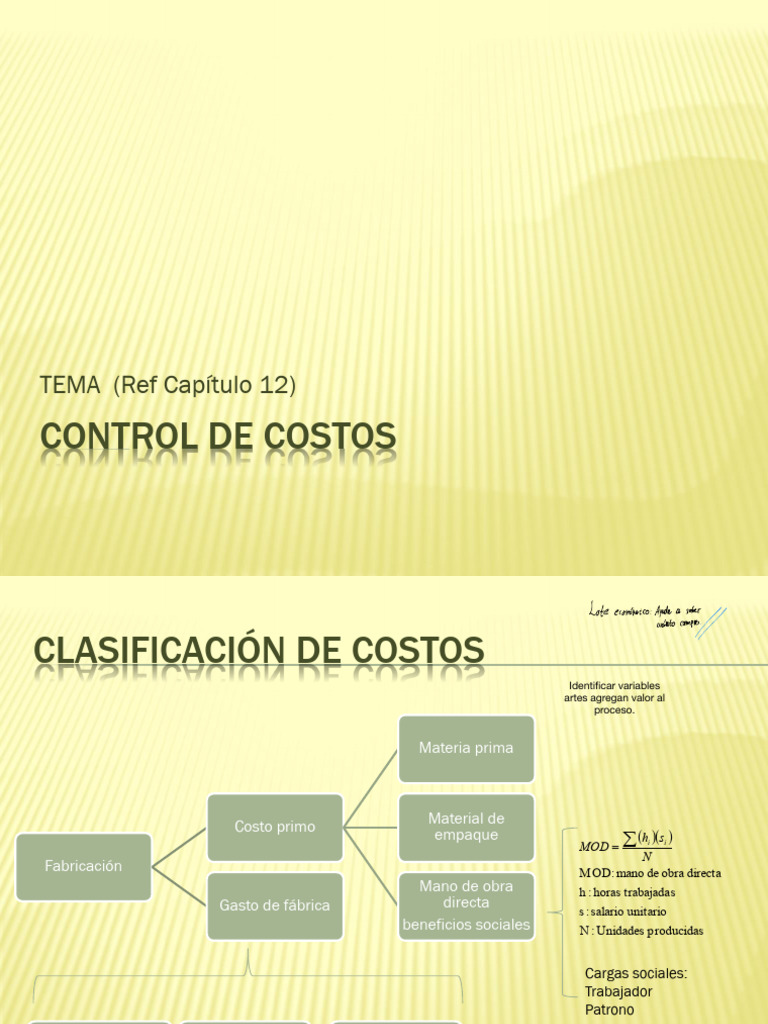 Tema Control de Costos | PDF | Costo | Salario