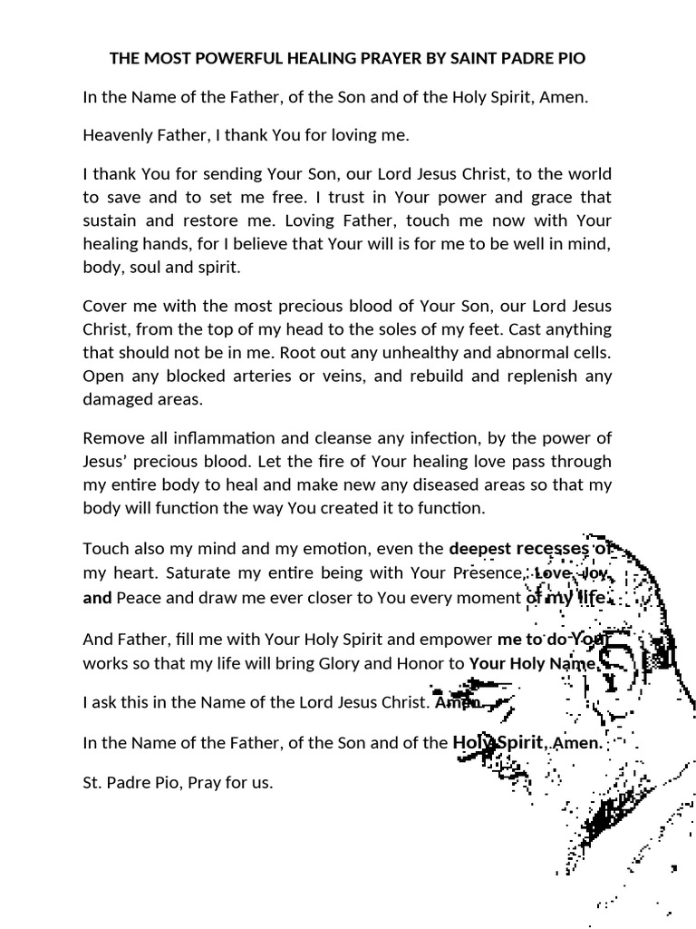 Cool The Most Powerful Healing Prayer By Padre Pio Pdf Pictures