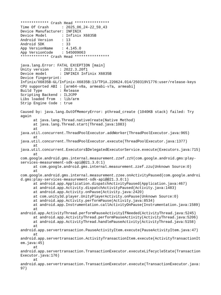 Infinix X6835B Crash Report Analysis | PDF | Software Development ...