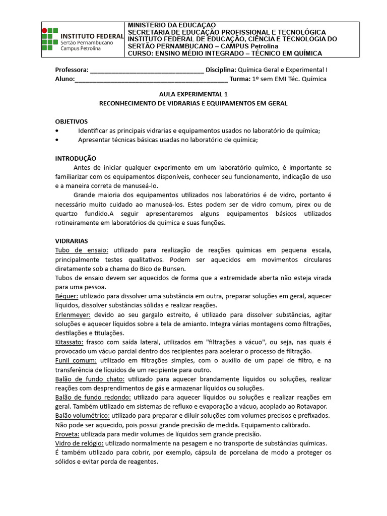 Vidrarias e Equipamentos de Química | PDF | Filtragem | Combustão