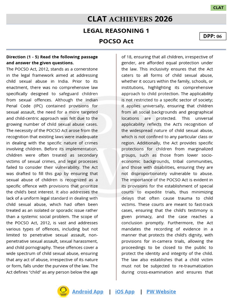 Criminal Procedure Code POCSO JJ Act and IPR Laws : DPP 06 PDF Criminal Procedure Code POCSO JJ Act and IPR Laws : DPP 06 PDF