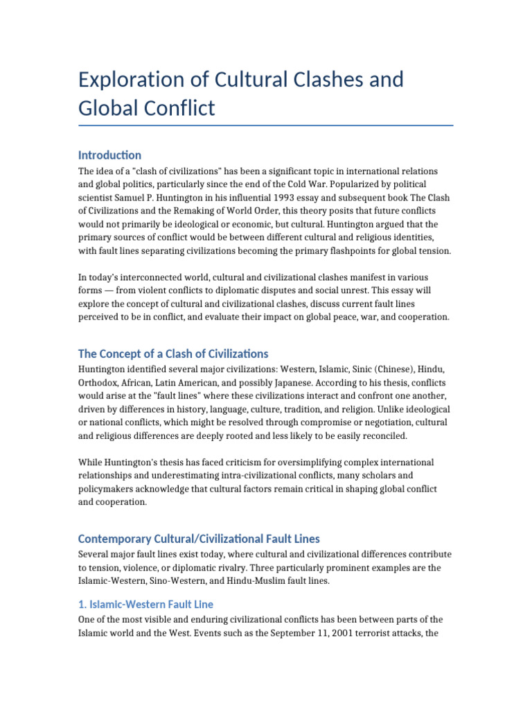 Cultural Clashes in Global Conflict | PDF | Global Politics | Political ...