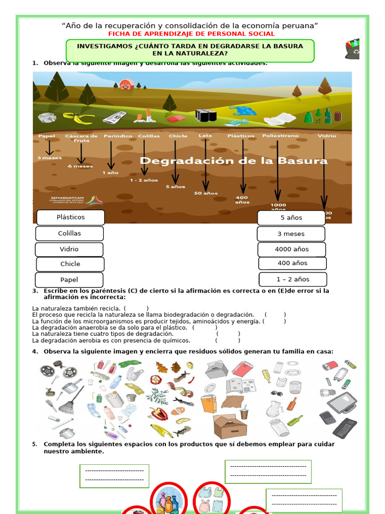 Degradación de residuos en la naturaleza | PDF | Residuos | El plastico