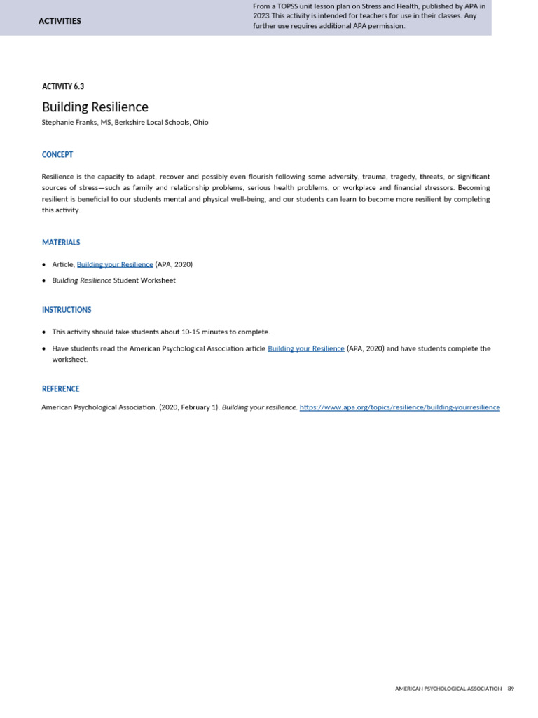 Building Resilience Activity Guide | PDF