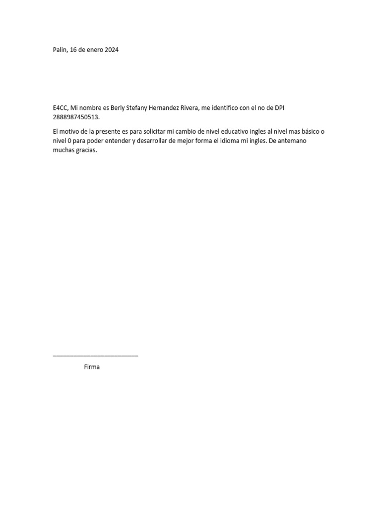 Carta E4cc Bajar Nivel | PDF
