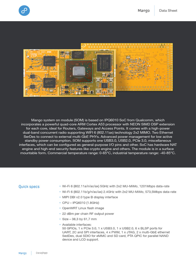 Mango IPQ6010 Module Datasheet | PDF | Ieee 802.11 | Flash Memory
