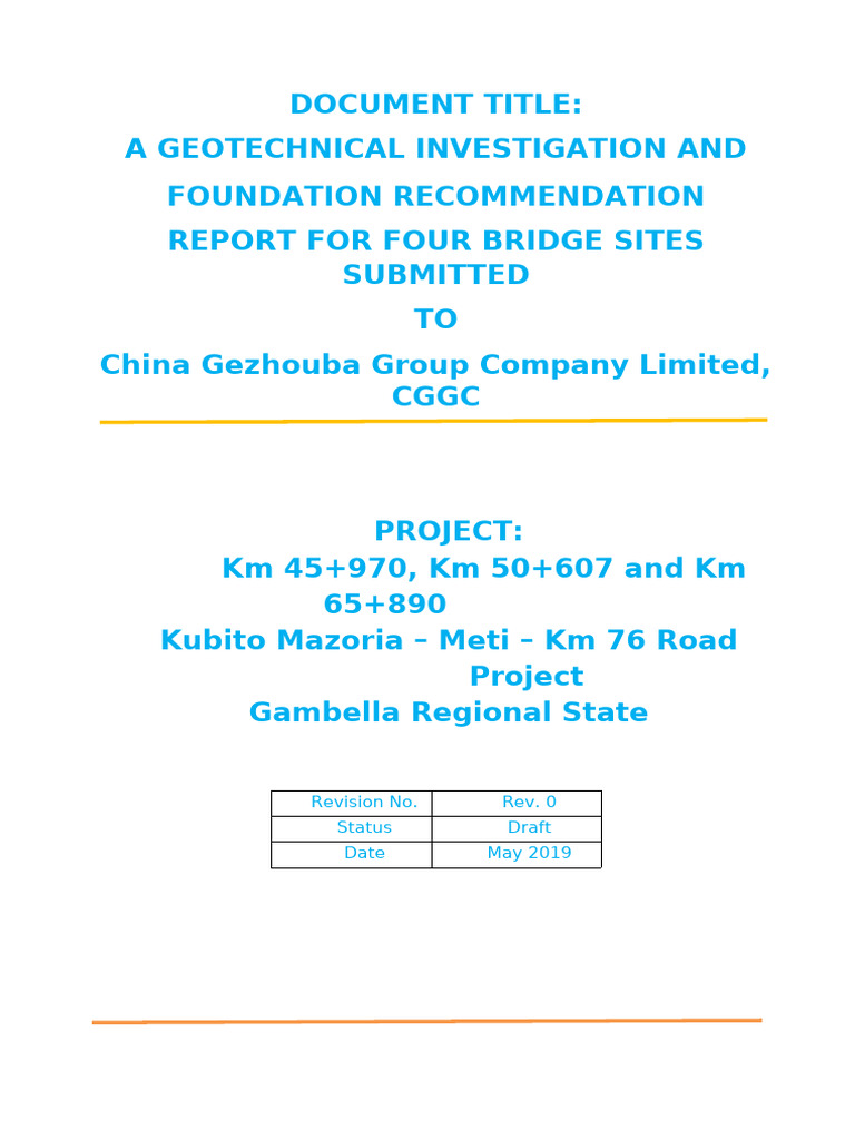 Geotechnical Report for Bridge Foundations | PDF | Silt | Clay