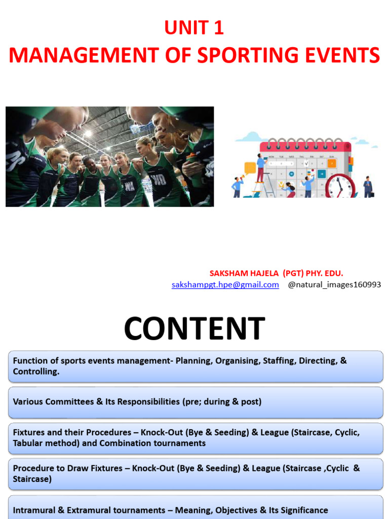Sports Event Management Overview | PDF | Tournament | Physical Fitness