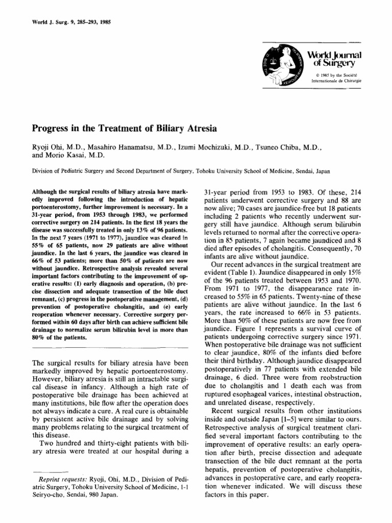Progress in The Treatment of Biliary Atresia | PDF | Liver | Bile