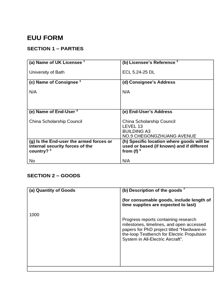 DehaoLi Uni of Bath End User Undertaking Form | PDF | Nuclear Warfare ...