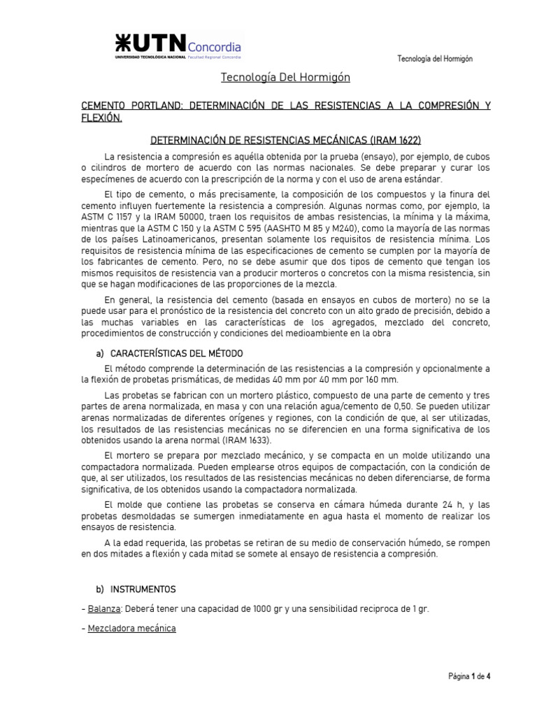 TecHor TP3 - Cemento - Ensayos de Resistencia A Compresión y Flexión ...