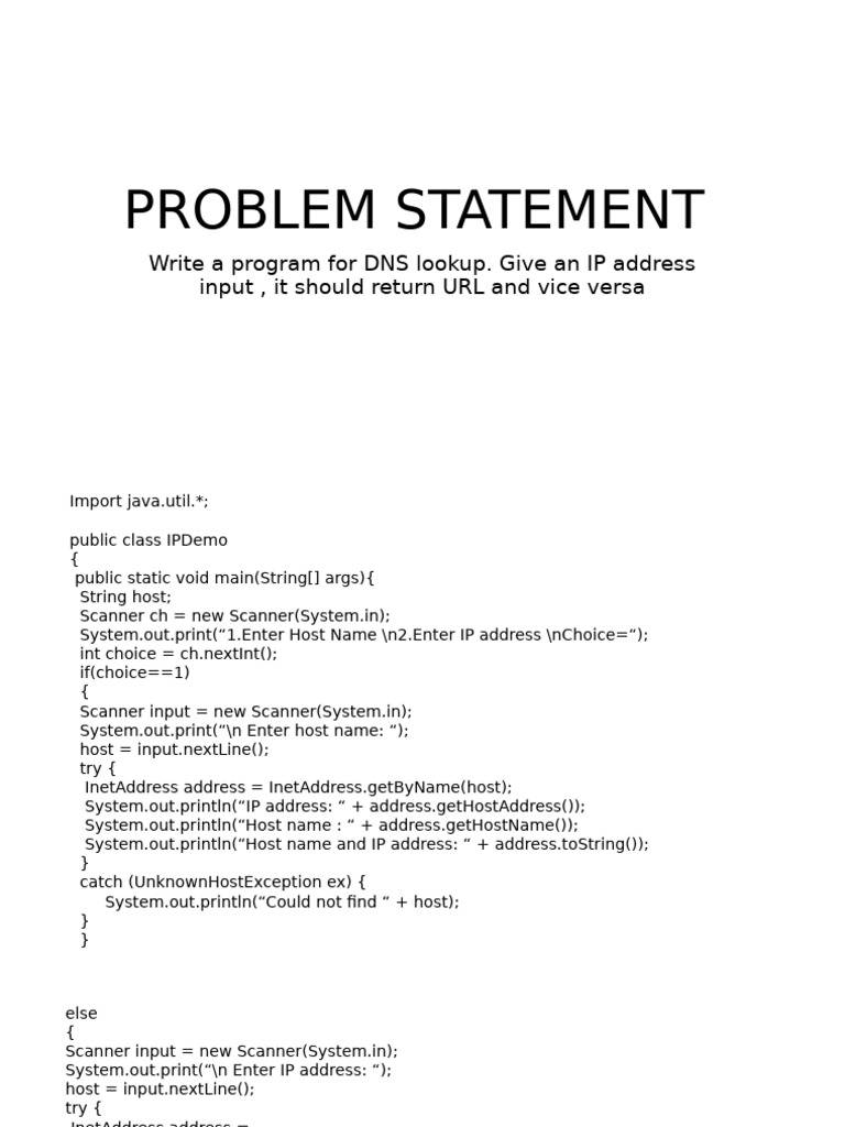 Problem Statement: Write A Program For DNS Lookup. Give An IP Address ...