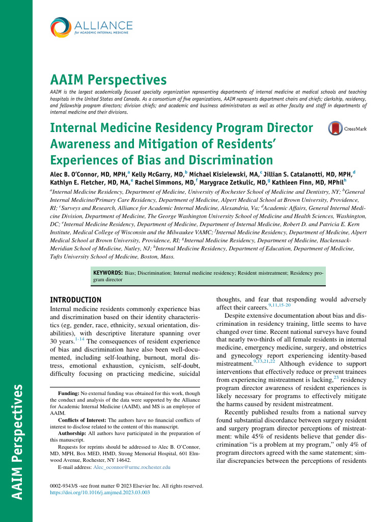 Internal Medicine Residency Program Director Aware | PDF | Residency ...