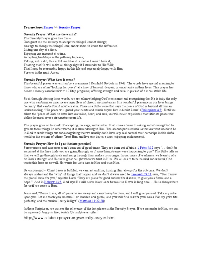Serenity Prayer | Download Free PDF | Prayer | Peace