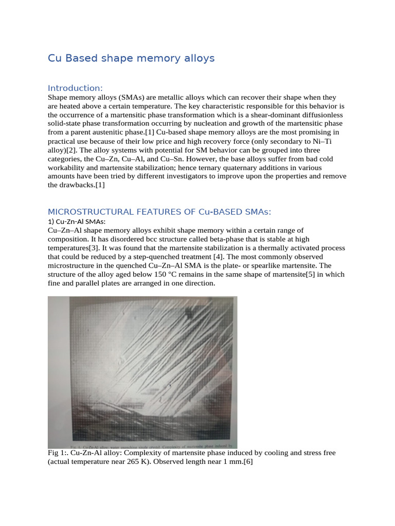 Cu-Based Shape Memory Alloys Overview | PDF | Shape Memory Alloy ...