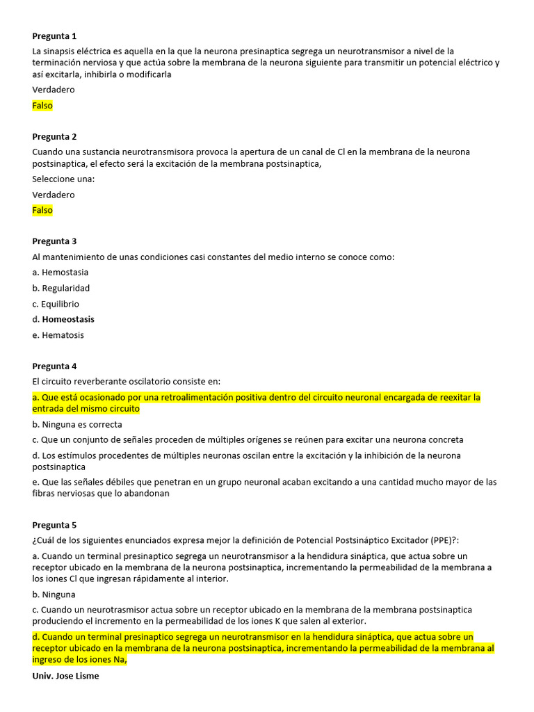 1er Parcial Fisiología | PDF | Sinapsis | Neurona