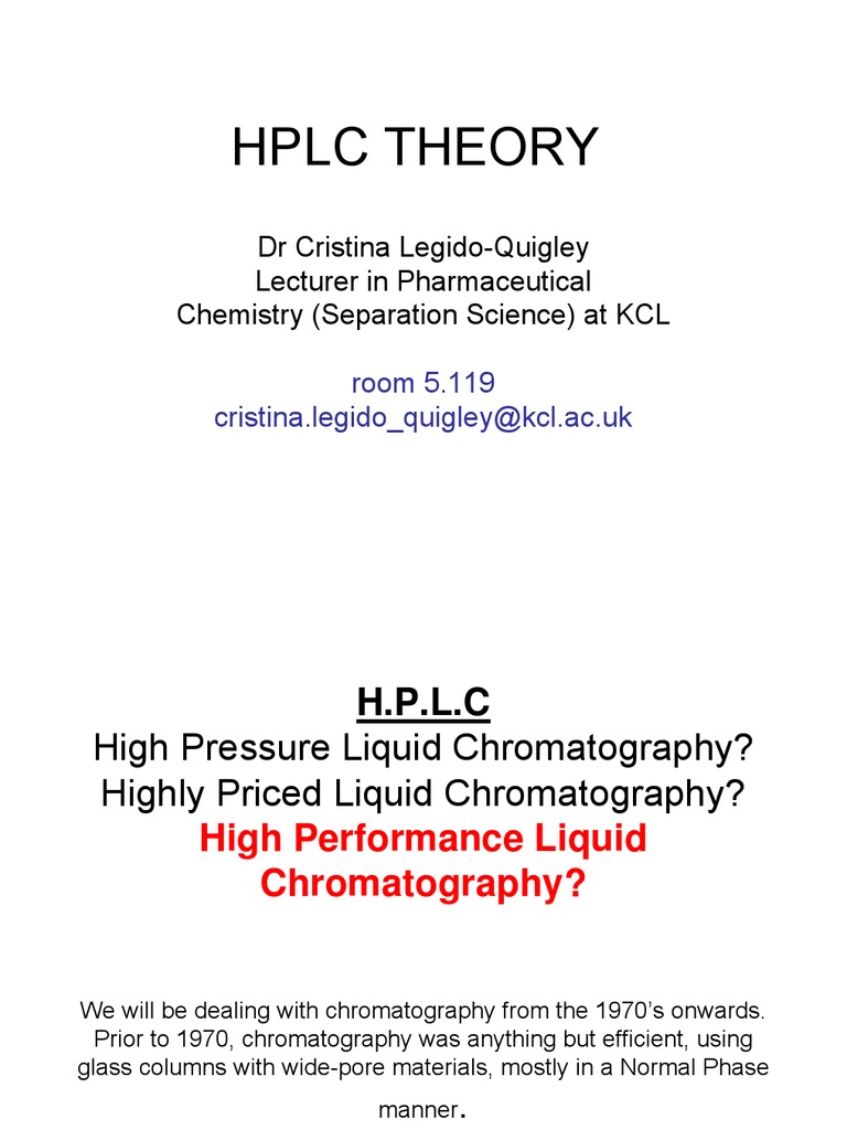 HPLC Theory and Fundamentals Overview | PDF | High Performance Liquid ...