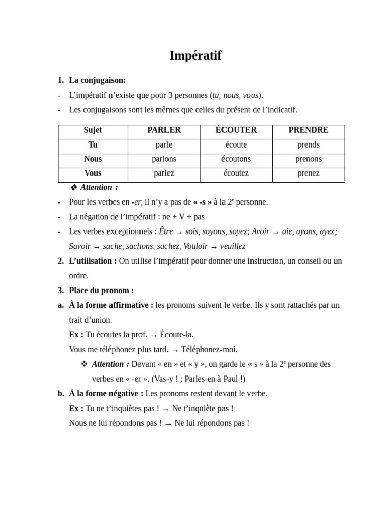 Conjugaison et usage de l'impératif | PDF | Verbe | Relations syntaxiques