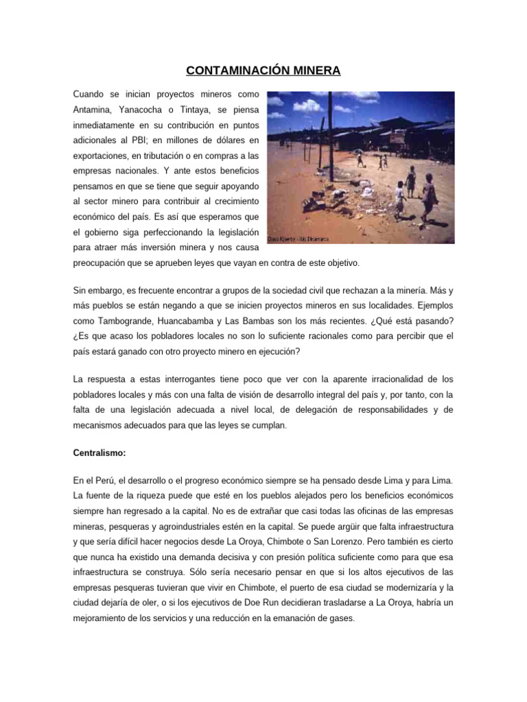 Impacto de la Minería en el Perú: Desafíos y Soluciones | PDF | Minería ...