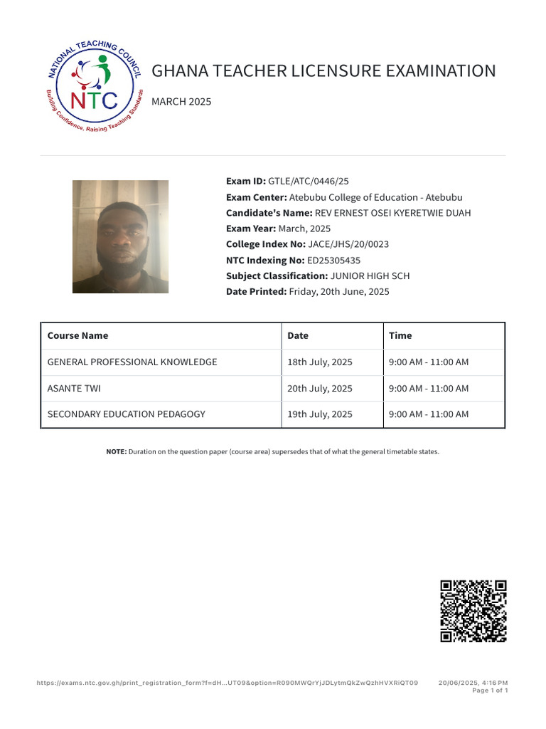 GTLE 2025 Exam Schedule and Details | PDF