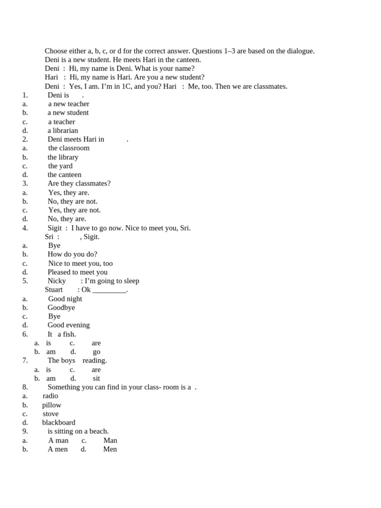 English Dialogue and Grammar Exercises | PDF