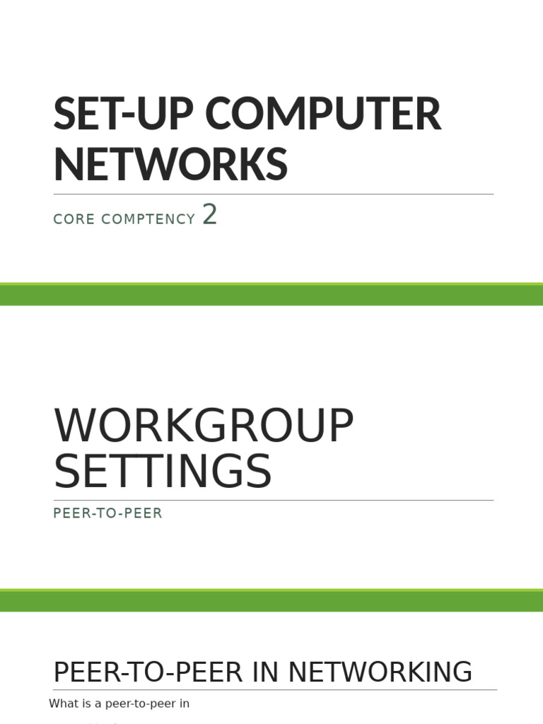 Peer-to-Peer Networking and Workgroup Setup | PDF | Computer Network ...