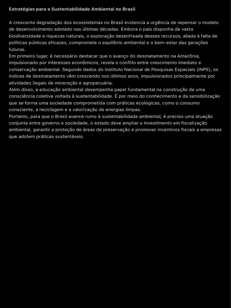 Sustentabilidade Ambiental no Brasil | PDF