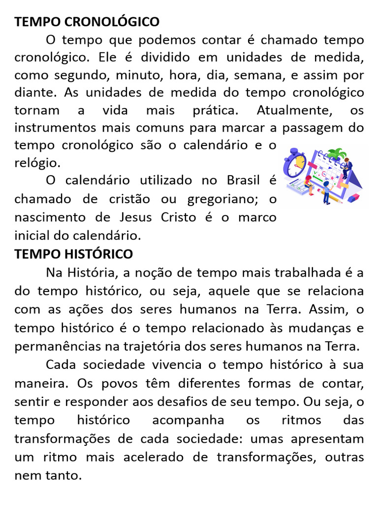 Diferenças entre Tempo Cronológico e Histórico | PDF | Tempo | Calendário