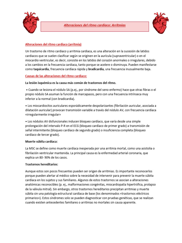 Alteraciones Ritmo Cardiaco, Tema 11 | PDF | Corazón | Hemodinámica