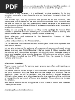 Recognition Rites 2025 EMCEE Script | PDF