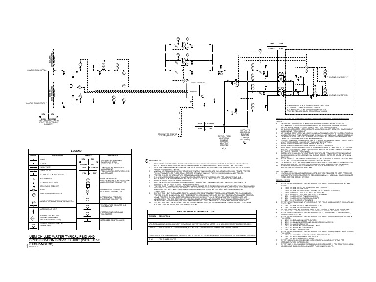 UEM Chilled Water P&ID Specification Break | PDF | Heat Exchanger | Valve
