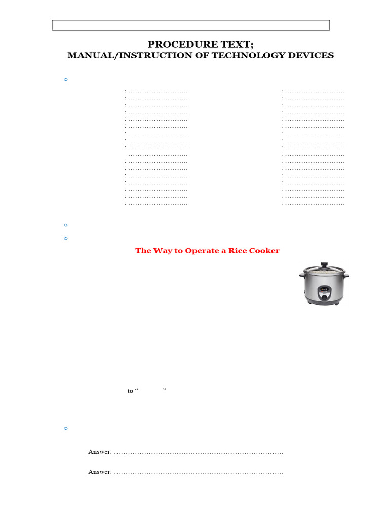 Rice Cooker Operation Guide | PDF