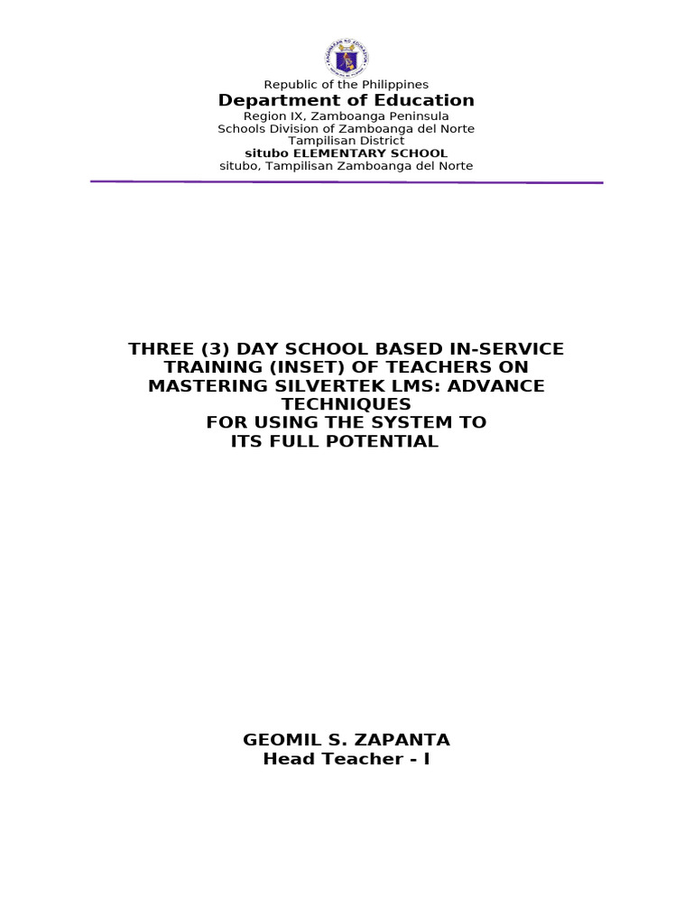 Inset Activity Proposal Silvertek | PDF | Teachers | Computing