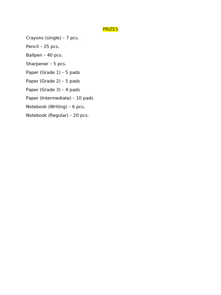 Prizes | PDF