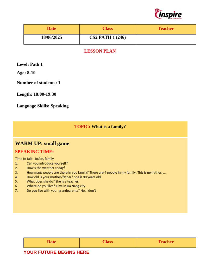 GVNN 06.18&20 Cs2 Campath 1 (246) - Lesson Plan | PDF