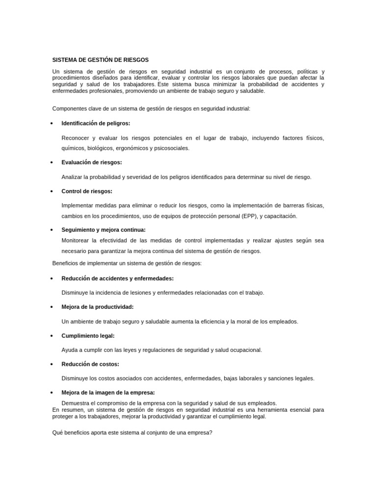 Gestión de Riesgos en Seguridad Industrial | PDF | Riesgo | Análisis FODA