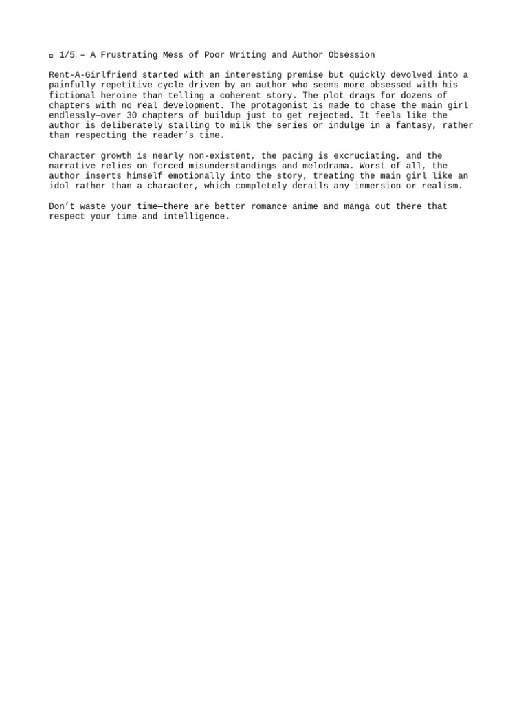 Rent A Girlfriend Review | PDF