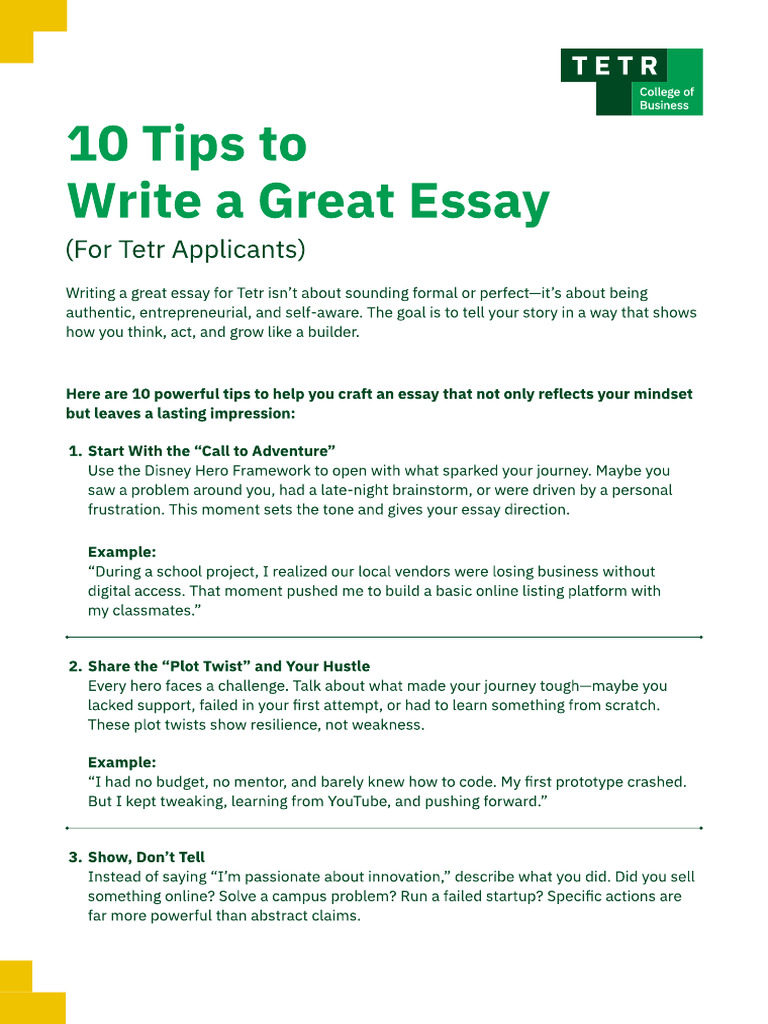 10 Tips To Write A Great Essay | PDF | Mindset
