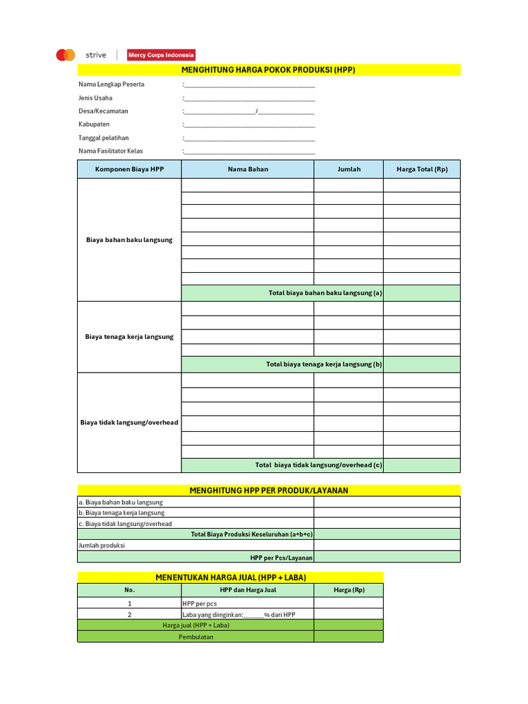 Panduan Menghitung HPP dan Harga Jual | PDF