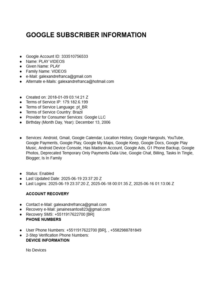 Google Subscriber Account Details | PDF | Embedded Linux Distributions ...