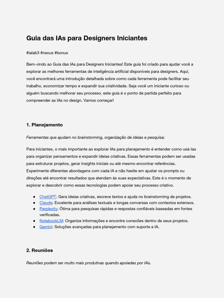 Guia de IAs para Designers Iniciantes | PDF | Inteligência artificial ...
