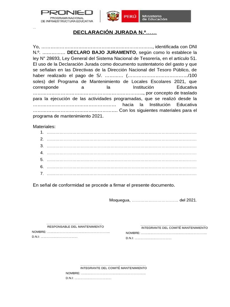 Declaración Jurada de Gastos Educativos | PDF