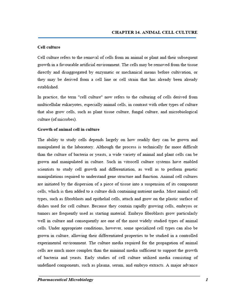 Primary Animal Cell Culture Overview | PDF | Cell Culture | Growth Medium