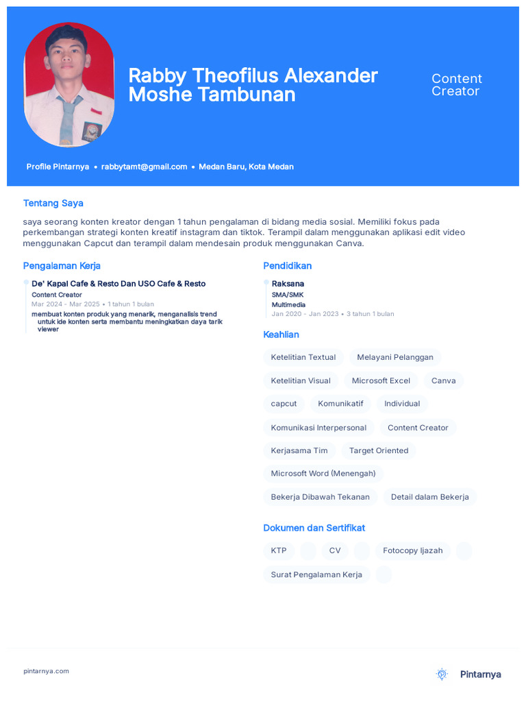 Profil Konten Kreator Rabby Alexander | PDF